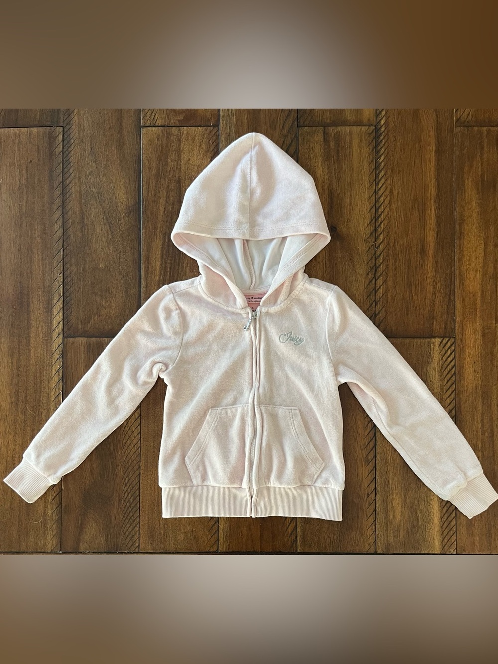 Juicy Couture Light Pink Velour Zip Hoodie for Girls